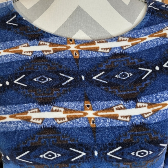 Womens Wrangler Blues Pullover velour long sleeve t shirt Geometric print Size M - Picture 5 of 8